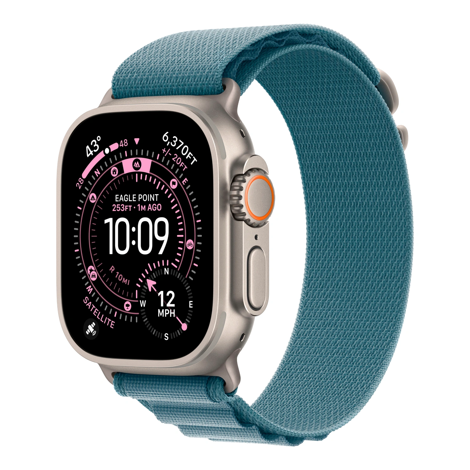 Apple Watch Ultra 3 49mm GPS + Cellular, Natural Titanium ремешок "Light Blue Alpine Loop" L (MEWP4)