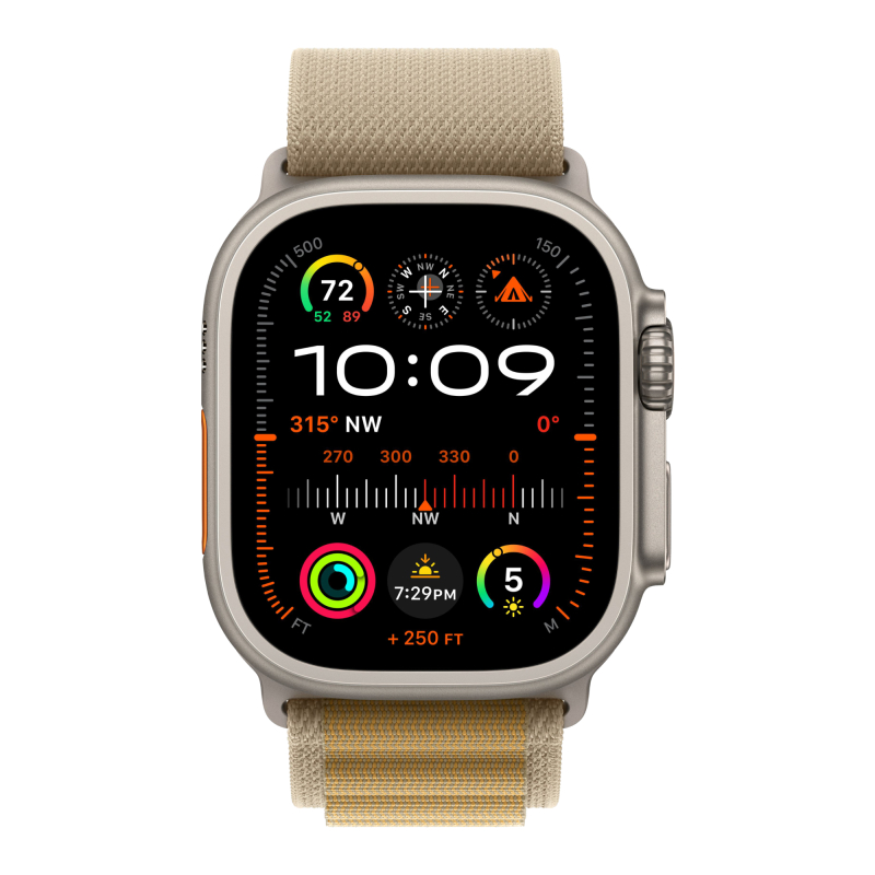 Apple Watch Ultra 2 GPS + Cellular, 49 мм, корпус из бежевого титана, ремешок Alpine цвета "загар", размер S (MREX3)