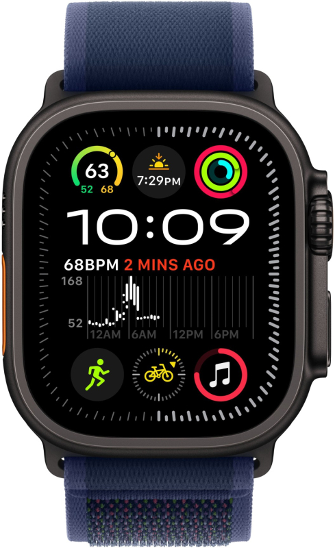 Apple Watch Ultra 2 GPS + Cellular, 49 мм, корпус черного из титана, ремешок Trail голубого цвета, размер M/L