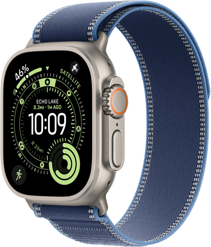 Apple Watch Ultra 3 49mm  GPS + Cellular, Natural Titanium ремешок Blue/Bright Blue Trail Loop M/L (MEWU4)