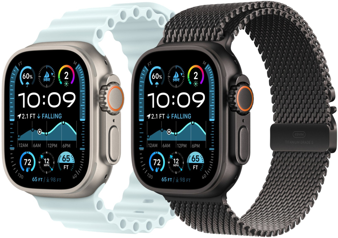 Apple Watch Ultra 2 GPS + Cellular, 49 мм, корпус из черного титана, ремешок Ocean цвета "ледяной синий"
