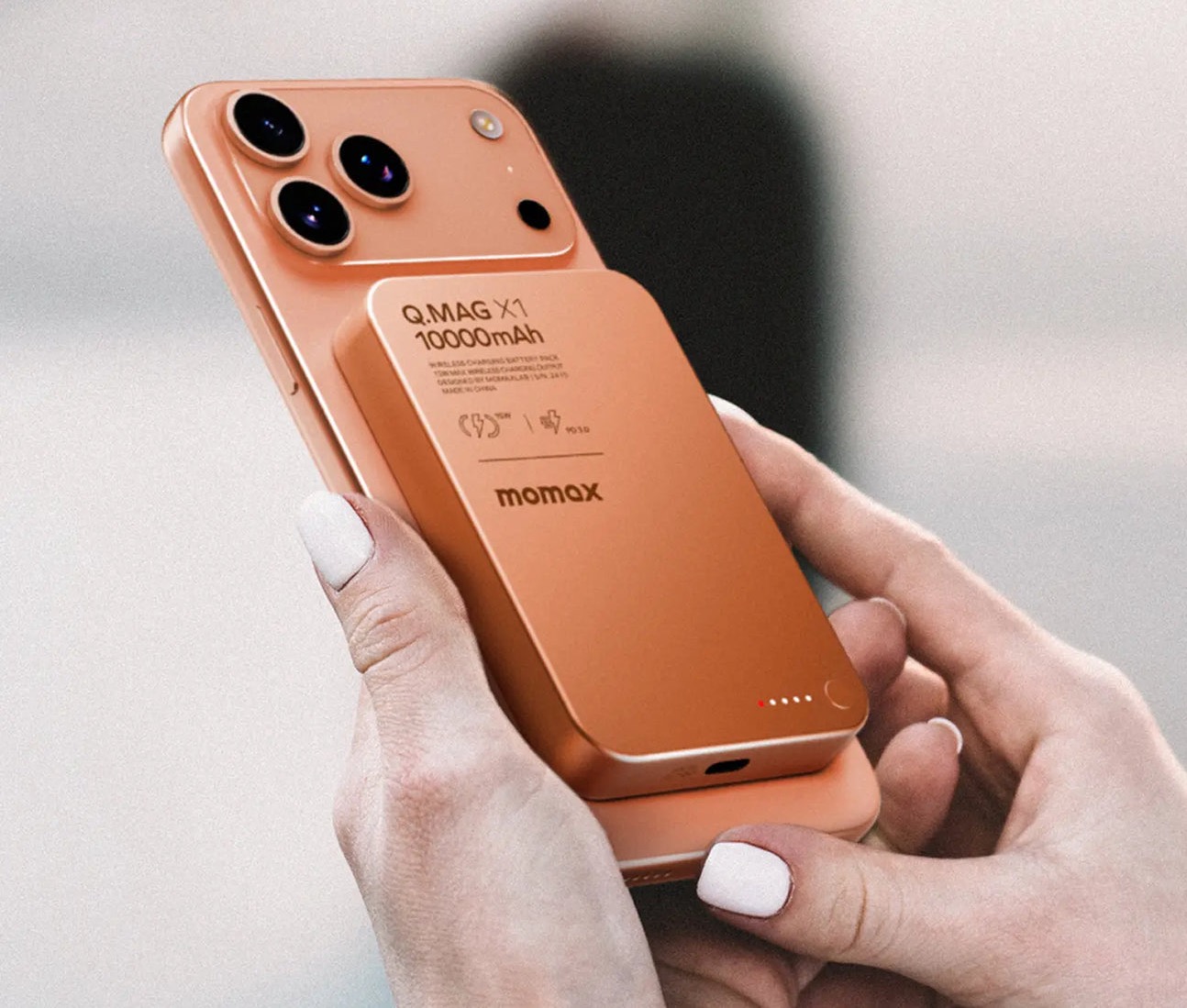 Беспроводное зарядное устройство Momax Q.Mag X1 10000 mAh, Оранжевый