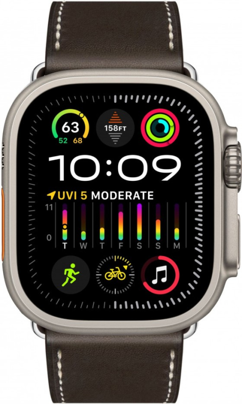 Apple Watch Ultra 2 Hermes GPS + Cellular, 49 мм, титановый корпус, кожаный ремешок коричневого цвета