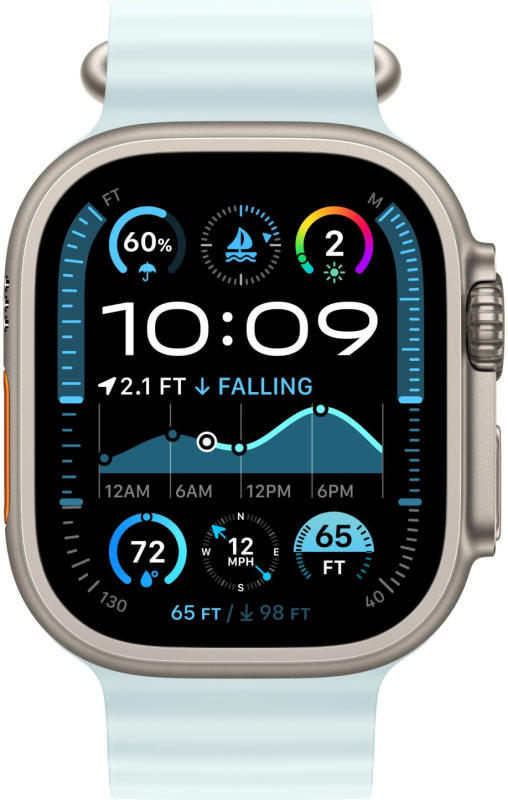 Apple Watch Ultra 2 GPS + Cellular, 49 мм, корпус из бежевого титана, ремешок Ocean голубого цвета