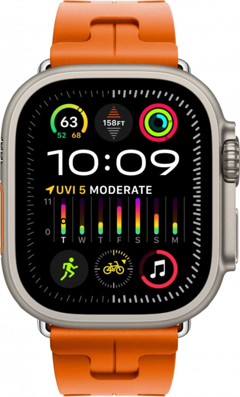 Apple Watch Ultra 2 Hermes GPS + Cellular, 49 мм, титановый корпус, резиновый ремешок оранжевого цвета