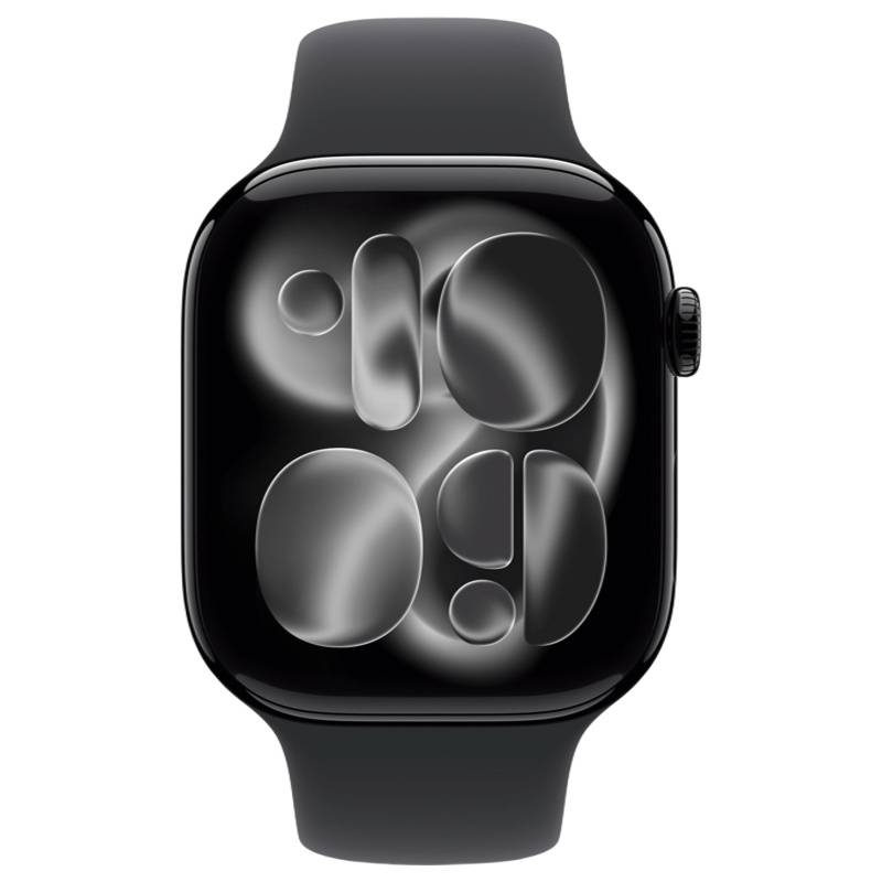 Apple Watch Series 11, 46 мм, алюминий цвета «Jet Black», спортивный ремешок "Black", S/M (MEUW4)