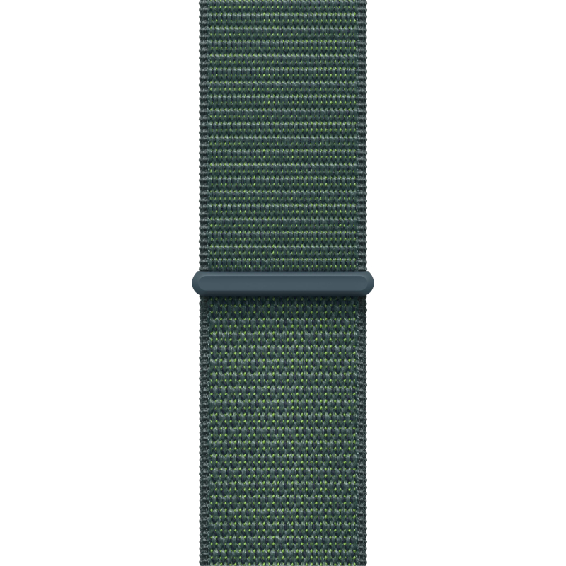 Apple Watch SE 2024, 44 мм, корпус из алюминия цвета «сияющая звезда», спортивный браслет зеленого цвета