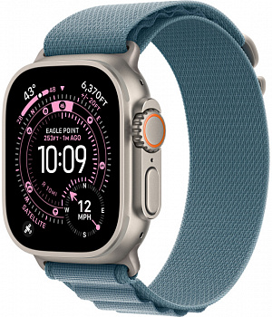 Apple Watch Ultra 3 49mm GPS + Cellular, Natural Titanium ремешок "Light Blue Alpine Loop" M (MEWM4)
